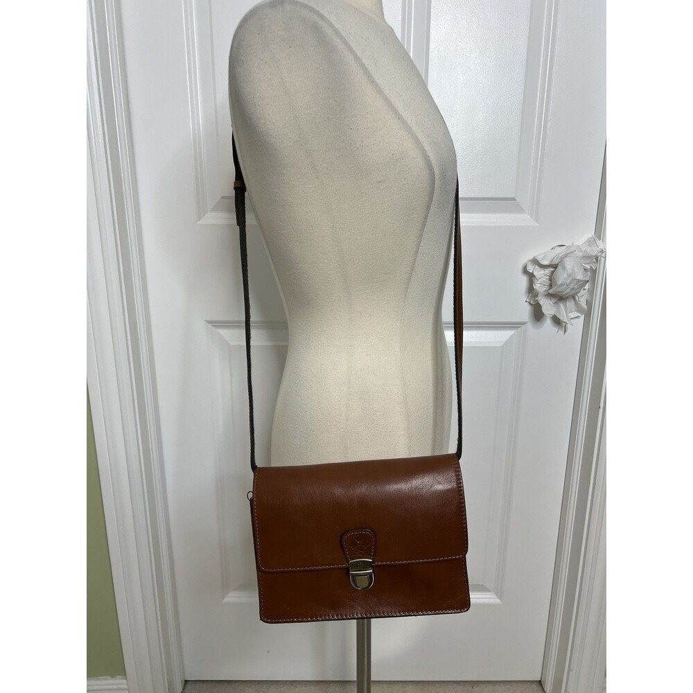 Patricia Nash Tan Leather Flap Satchel Cross Body Purse & Matching Card Wallet - Picture 2 of 16